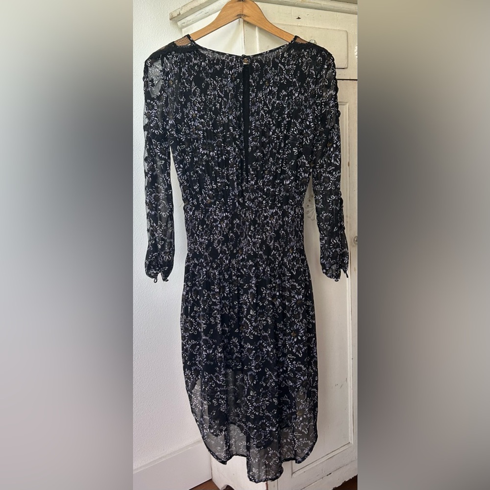 Free People | Women’s Black Floral Long Lace Sleeve Crewneck Dress Size S - Picture 5 of 15